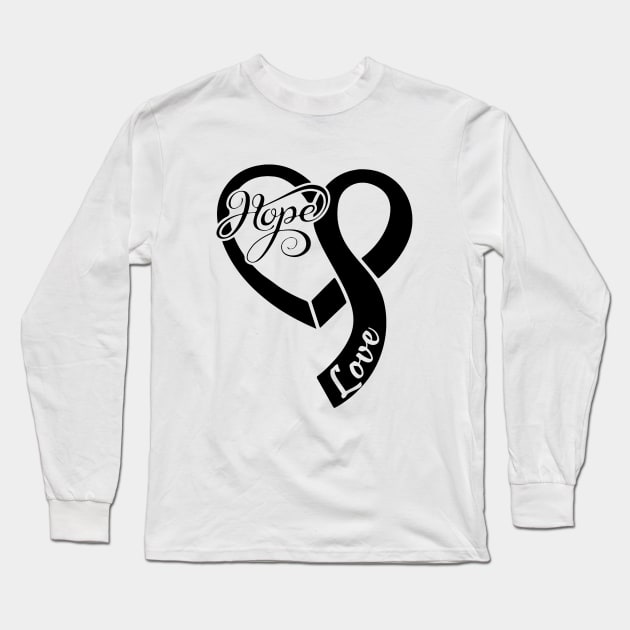 Melanoma Cancer Awareness Hope Love Heart Ribbon Valentines Day - Love Shouldn't Hurt Long Sleeve T-Shirt by DAN LE